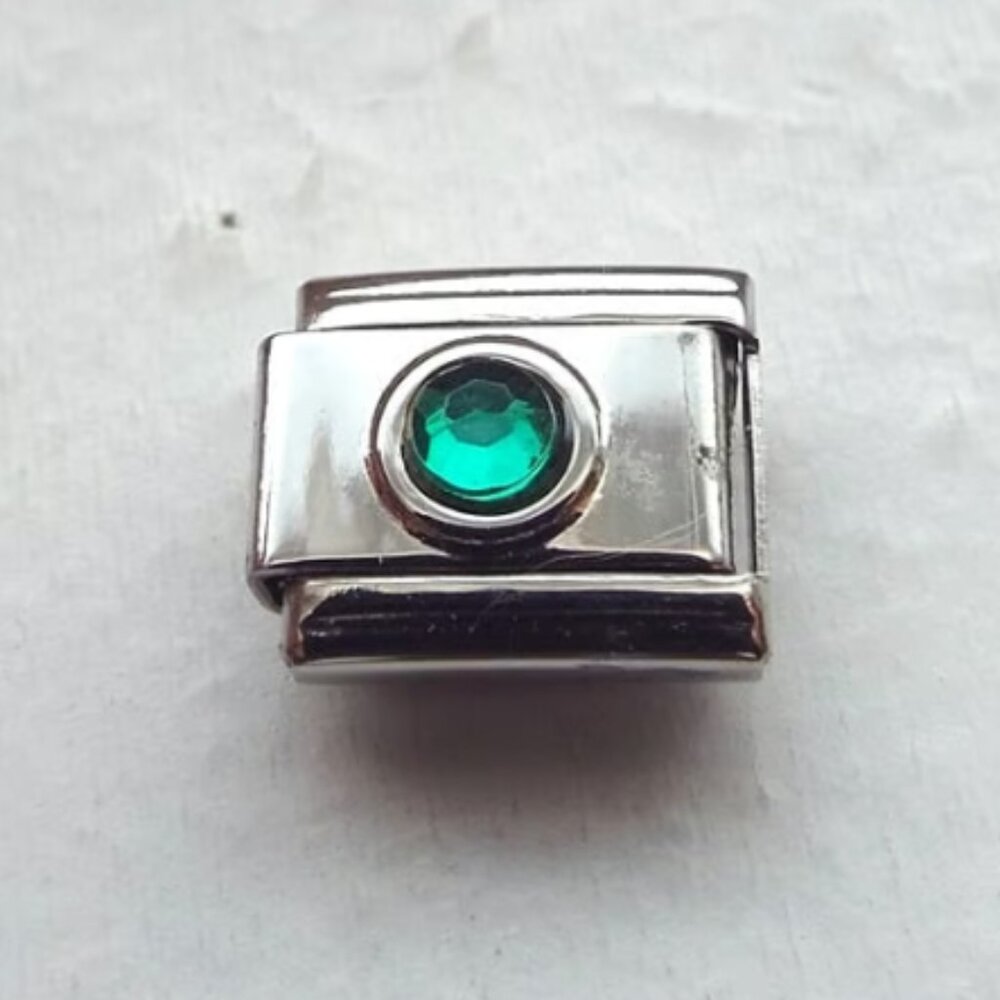 Faceted May birthstone 9mm stainless steel italian charm bracelet link new